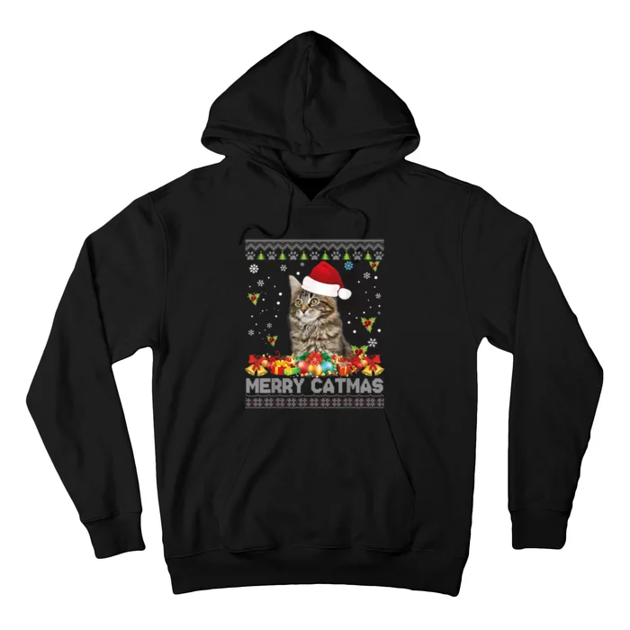 Merry Catmas Maine Coon Cat Ugly Sweater Christmas Santa Hoodie