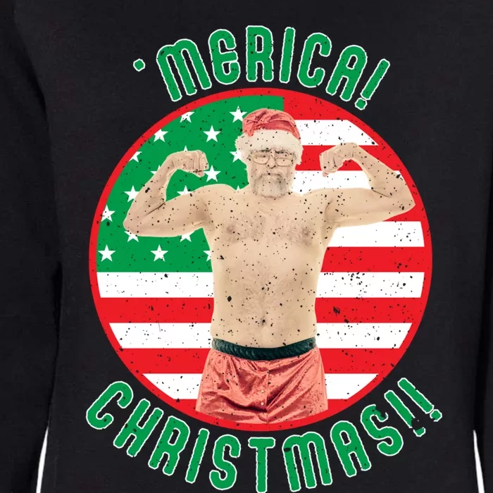 Merica Christmas Murica Usa America American Flag Santa Dad Great Gift Womens California Wash Sweatshirt