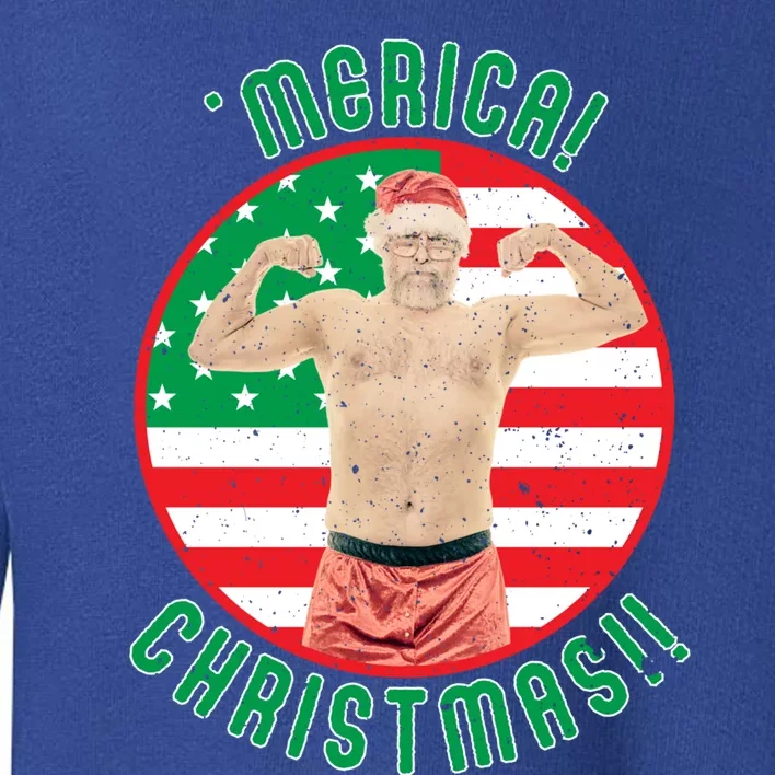 Merica Christmas Murica Usa America American Flag Santa Dad Great Gift Toddler Sweatshirt