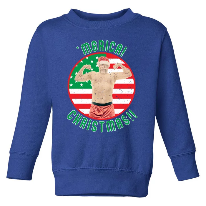 Merica Christmas Murica Usa America American Flag Santa Dad Great Gift Toddler Sweatshirt