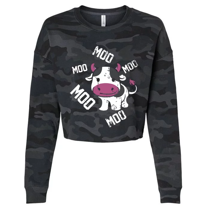 Moo Cow Cropped Pullover Crew