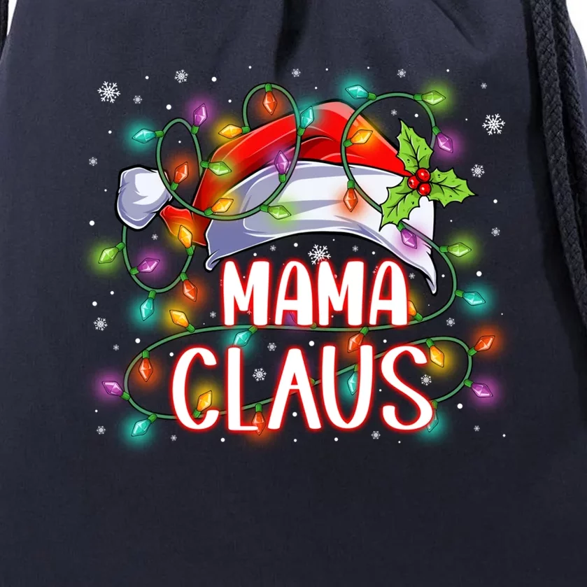 Merry Christmas Mama Claus Santa Hat Funny Xmas Vibes Mom Gift Drawstring Bag