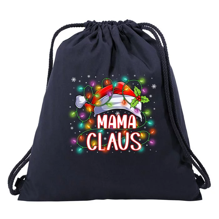 Merry Christmas Mama Claus Santa Hat Funny Xmas Vibes Mom Gift Drawstring Bag