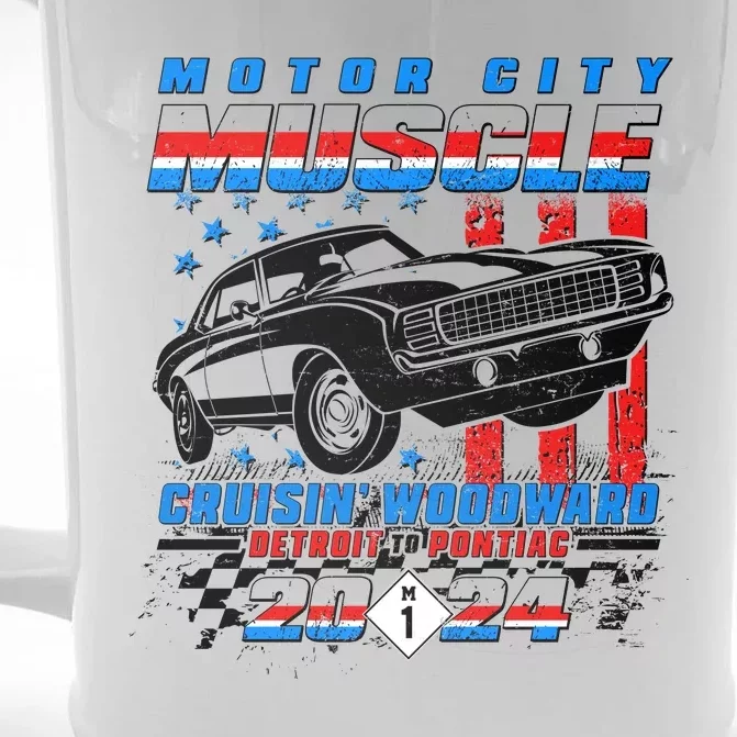 Motor City Muscle Cruisin Woodward Detroit To Pontiac 2024 Front & Back Beer Stein