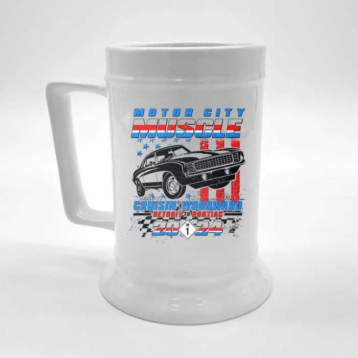 Motor City Muscle Cruisin Woodward Detroit To Pontiac 2024 Front & Back Beer Stein