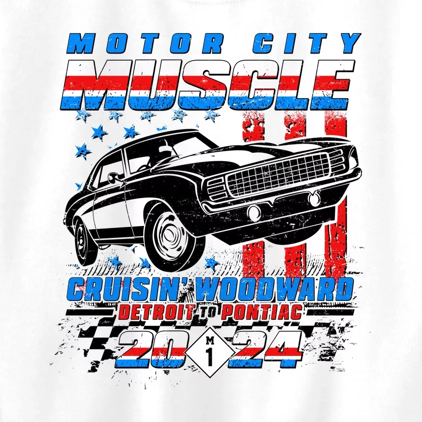 Motor City Muscle Cruisin Woodward Detroit To Pontiac 2024 Kids Sweatshirt