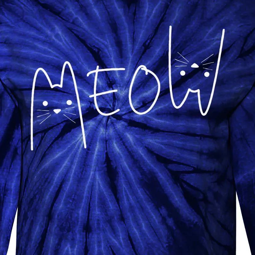 Meow Cat Meow Kitty Funny Cats Mom And Cat Dad Cute Tie-Dye Long Sleeve Shirt