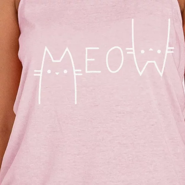 Meow Cat Meow Kitty Funny Cats Mom And Cat Dad Women's Knotted Racerback Tank