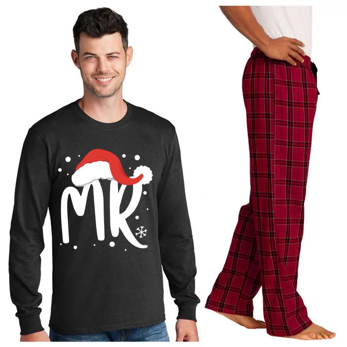 Matching Couples Mr Mrs Wedding Christmas Ugly Santa Hat Gift Long Sleeve Pajama Set