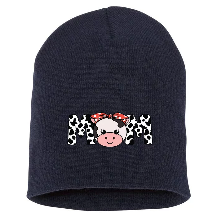 Mother Cow Mom Farming Birthday Funny Family Matching Gift Short Acrylic Beanie