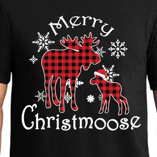 Merry Christmoose Moose Buffalo Red Plaid Christmas Gift Pajama Set