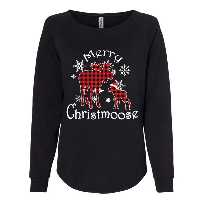 Merry Christmoose Moose Buffalo Red Plaid Christmas Gift Womens California Wash Sweatshirt