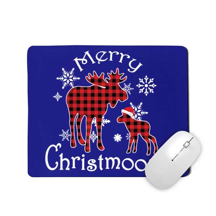 Merry Christmoose Moose Buffalo Red Plaid Christmas Gift Mousepad