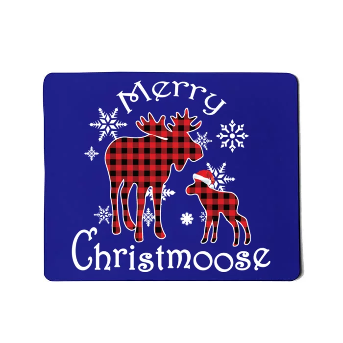 Merry Christmoose Moose Buffalo Red Plaid Christmas Gift Mousepad