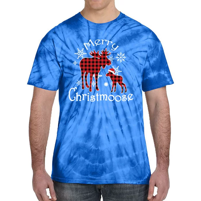 Merry Christmoose Moose Buffalo Red Plaid Christmas Gift Tie-Dye T-Shirt