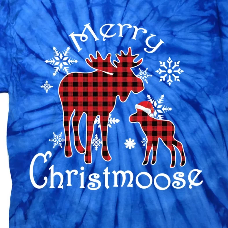 Merry Christmoose Moose Buffalo Red Plaid Christmas Gift Tie-Dye T-Shirt