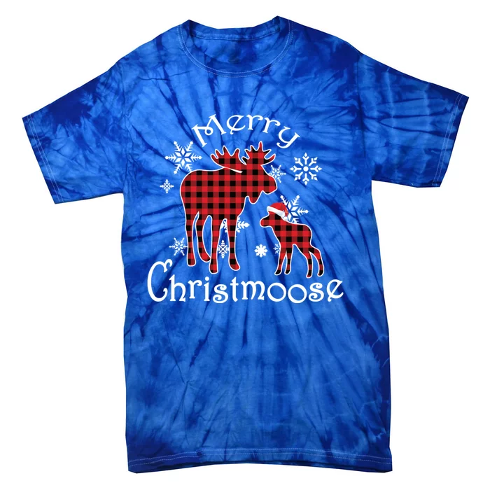 Merry Christmoose Moose Buffalo Red Plaid Christmas Gift Tie-Dye T-Shirt