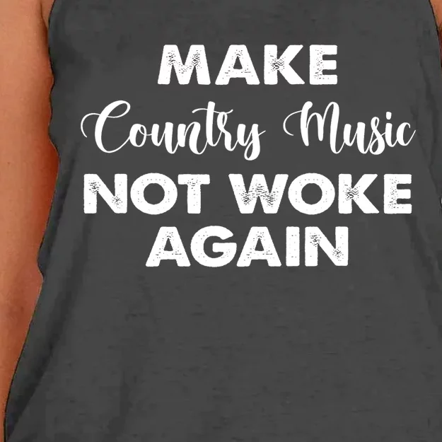 Make Country Music Not Woke Again Women's Knotted Racerback Tank