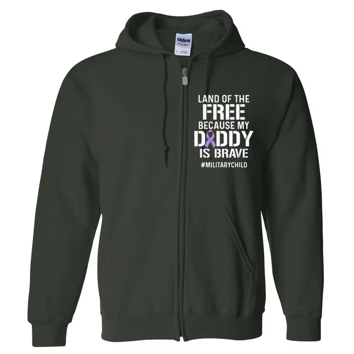 Military Child Month Purple Up Free Brave Dad Pride Full Zip Hoodie