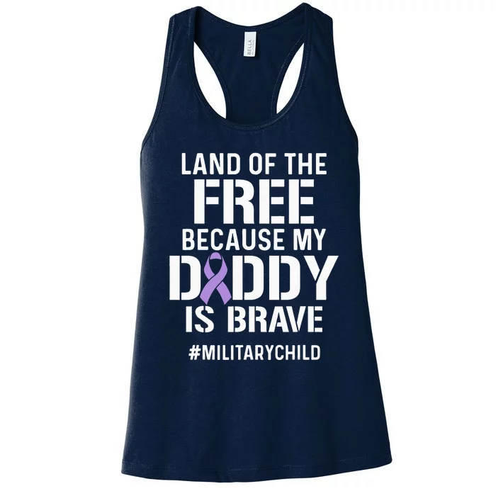 Military Child Month Purple Up Free Brave Dad Pride Women's Racerback Tank