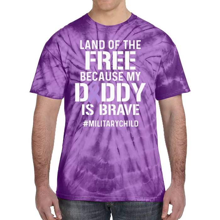 Military Child Month Purple Up Free Brave Dad Pride Tie-Dye T-Shirt