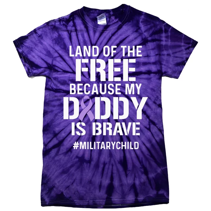 Military Child Month Purple Up Free Brave Dad Pride Tie-Dye T-Shirt