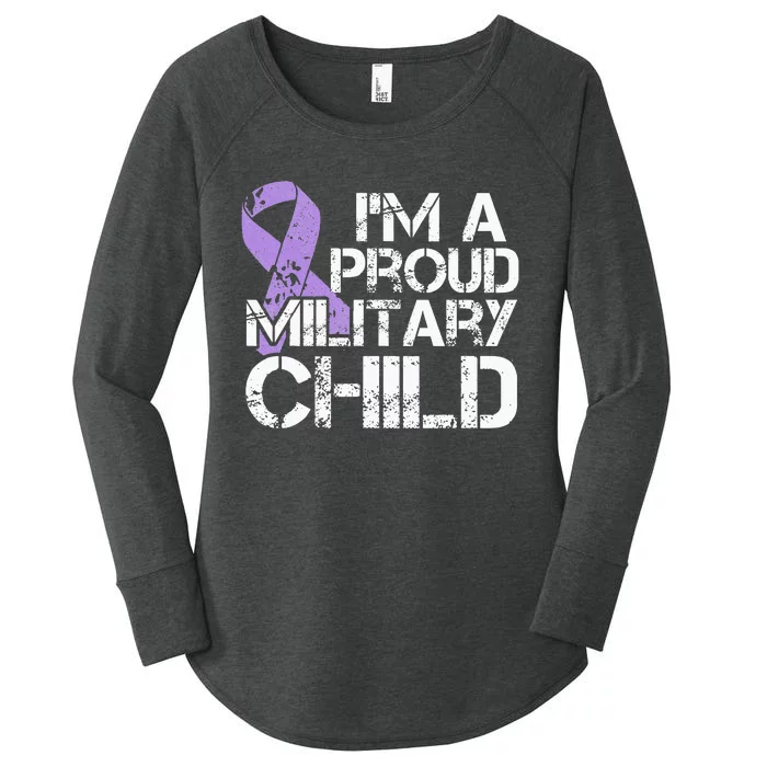 Military Child Month Purple Up Brat Women's Perfect Tri Tunic Long Sleeve Shirt