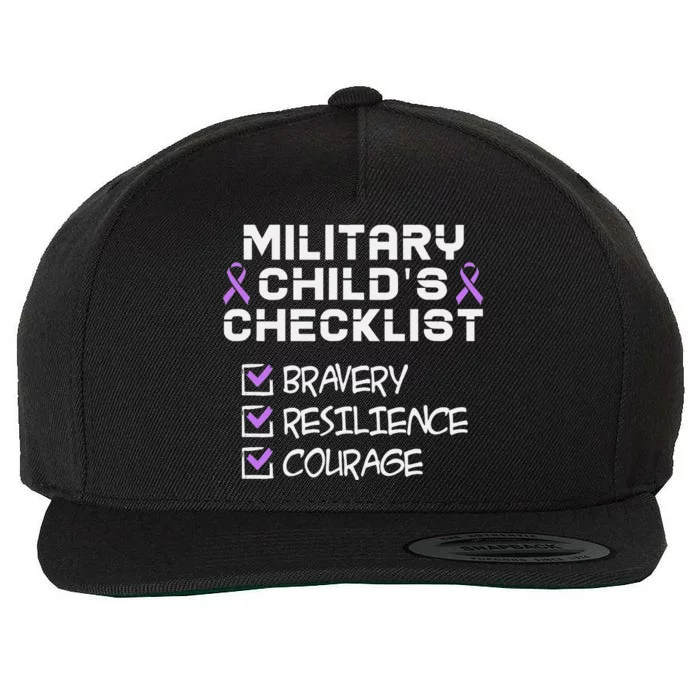 Military Child Month Purple Childs Checklist Wool Snapback Cap