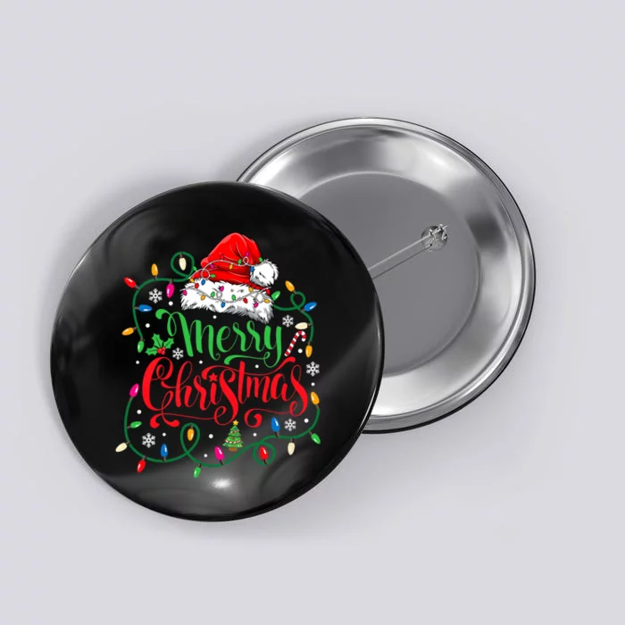 Merry Christmas Matching Family Santa Hat Lights Xmas Button