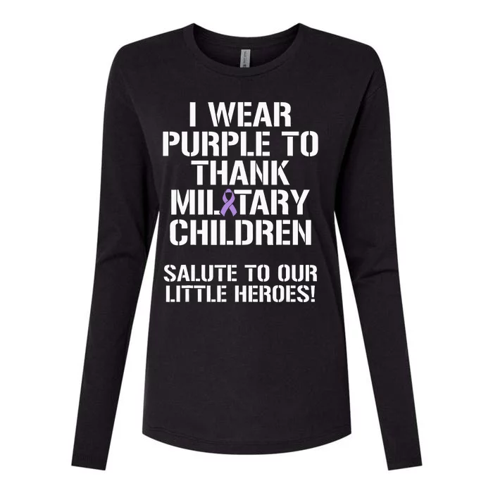 Military Child Month Purple Up Pride Brave Heroes Womens Cotton Relaxed Long Sleeve T-Shirt