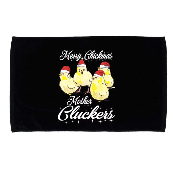 Merry Chickmas Mother Cluckers Chicks Santa Hats Tee Gift Microfiber Hand Towel