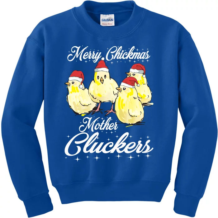 Merry Chickmas Mother Cluckers Chicks Santa Hats Tee Gift Kids Sweatshirt