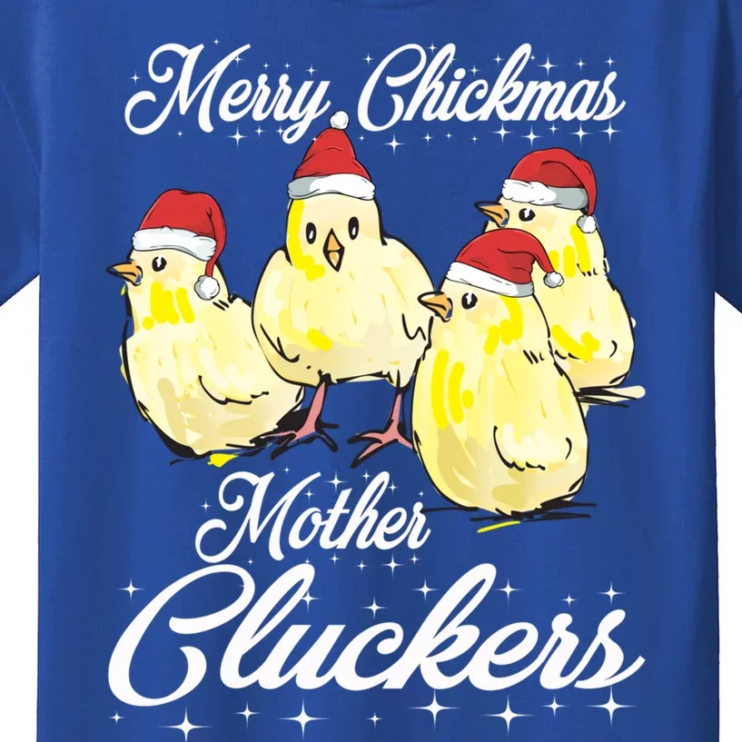 Merry Chickmas Mother Cluckers Chicks Santa Hats Tee Gift Kids T-Shirt