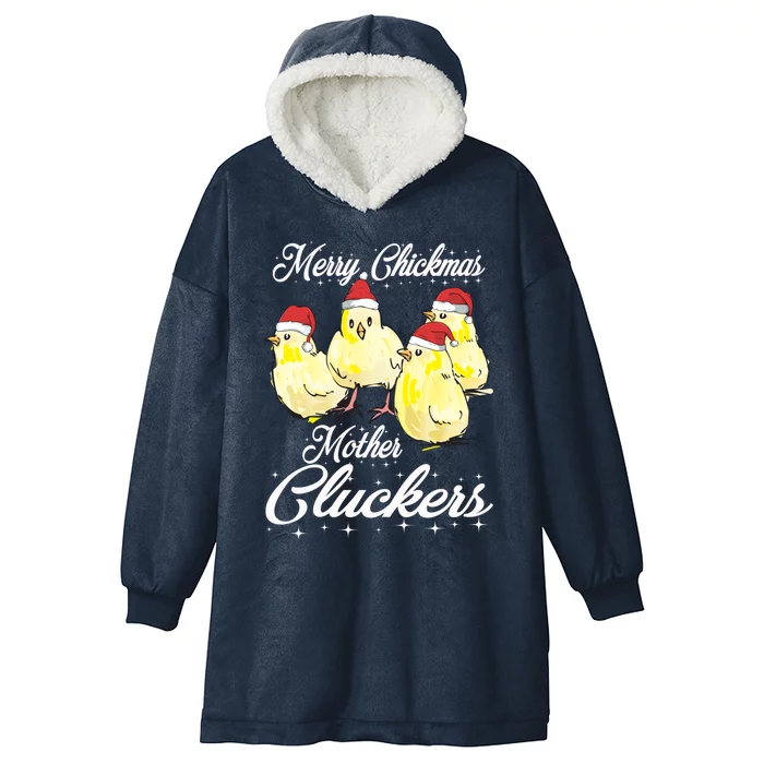 Merry Chickmas Mother Cluckers Chicks Santa Hats Tee Gift Hooded Wearable Blanket