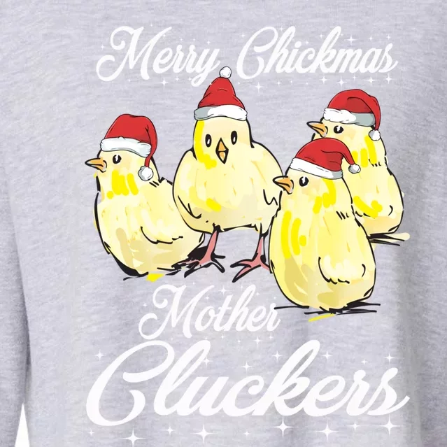 Merry Chickmas Mother Cluckers Chicks Santa Hats Tee Gift Cropped Pullover Crew