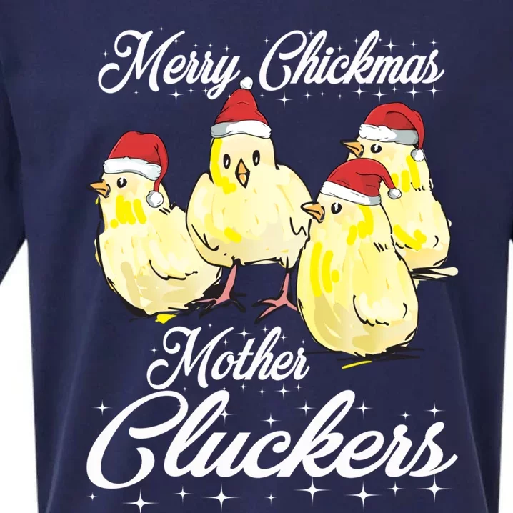 Merry Chickmas Mother Cluckers Chicks Santa Hats Tee Gift Sueded Cloud Jersey T-Shirt