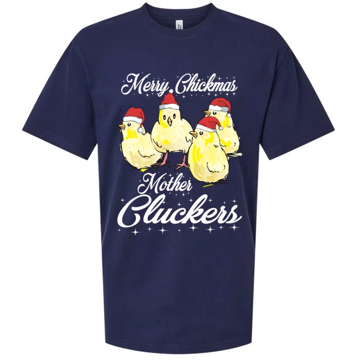 Merry Chickmas Mother Cluckers Chicks Santa Hats Tee Gift Sueded Cloud Jersey T-Shirt