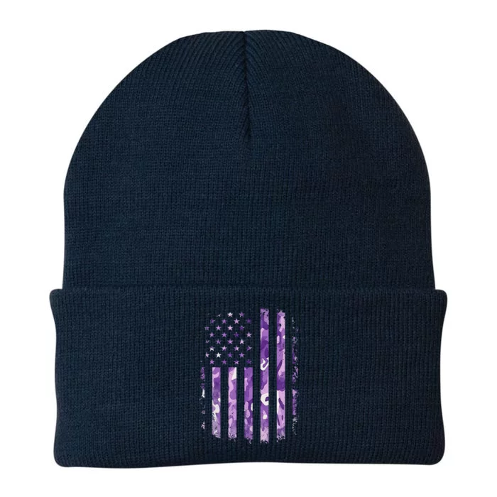 Military Child Month Usa Flag Distressed Military Knit Cap Winter Beanie