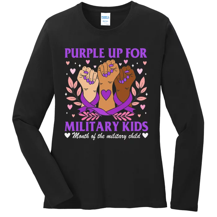 Military Child Month Purple Military Ladies Long Sleeve Shirt