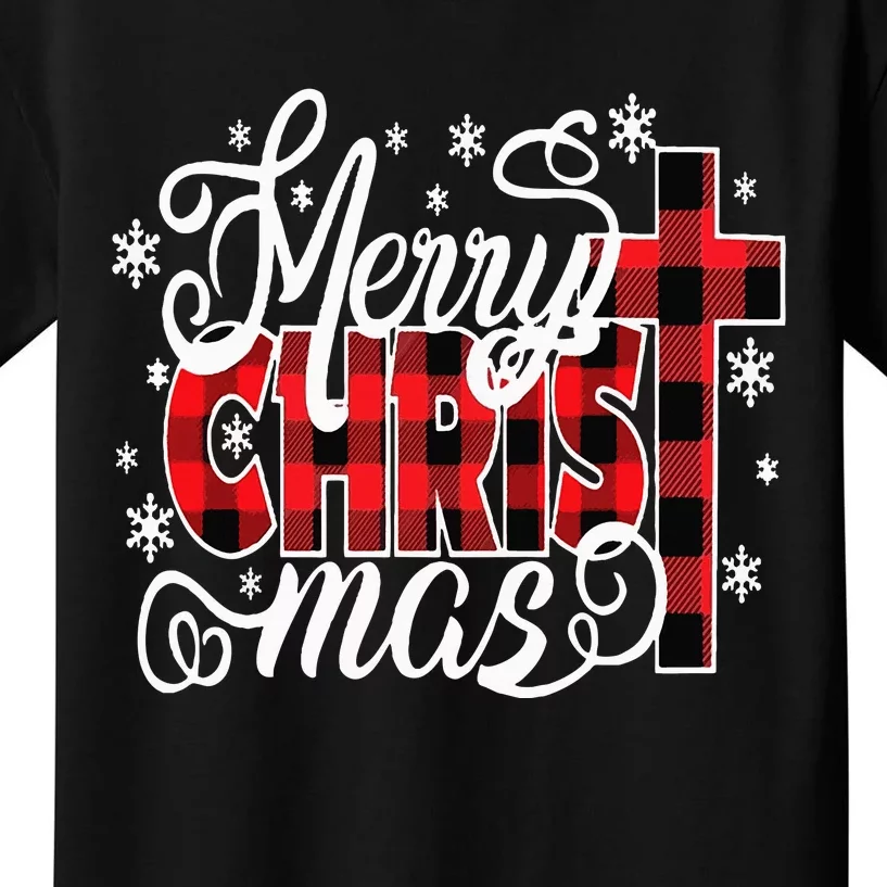 Merry Christ Mas Christian Jesus Christmas PJs Xmas Pajamas Kids T-Shirt