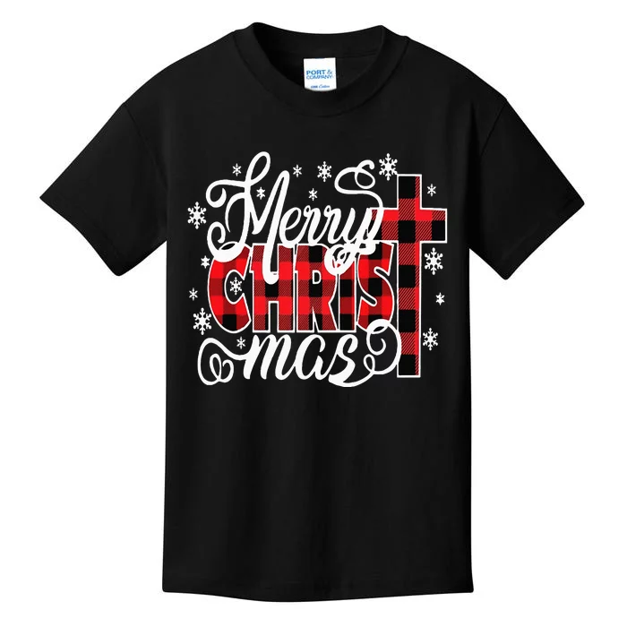 Merry Christ Mas Christian Jesus Christmas PJs Xmas Pajamas Kids T-Shirt