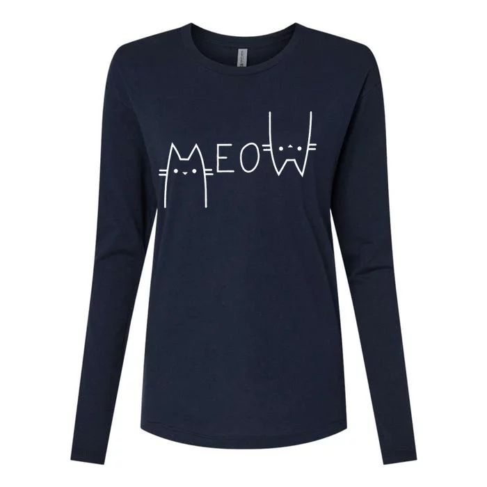 Meow Cat Meow Kitty Funny Cats Mom Womens Cotton Relaxed Long Sleeve T-Shirt