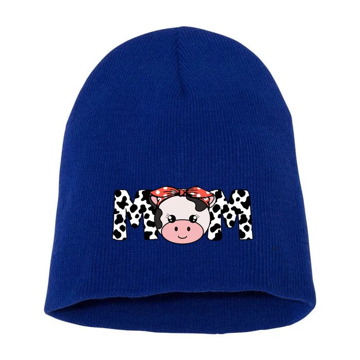 Mother Cow Mom Farming Birthday Gift Funny Family Matching Gift Short Acrylic Beanie