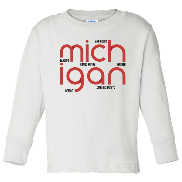 Michigan Cities Toddler Long Sleeve Shirt