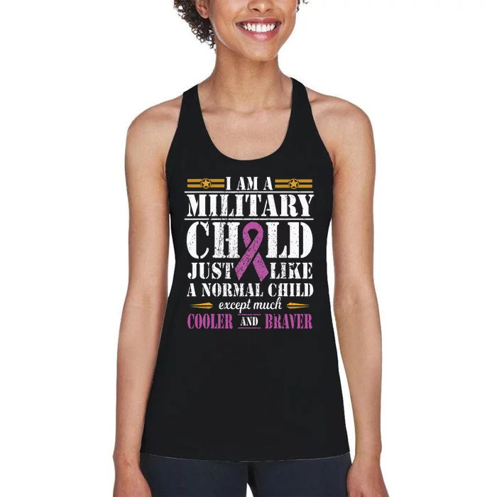 Military Child Month Purple Up Proud Patriotic Military Brat Women's Racerback Tank