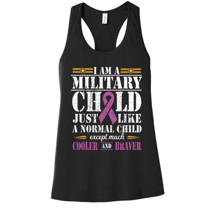 Military Child Month Purple Up Proud Patriotic Military Brat Women's Racerback Tank