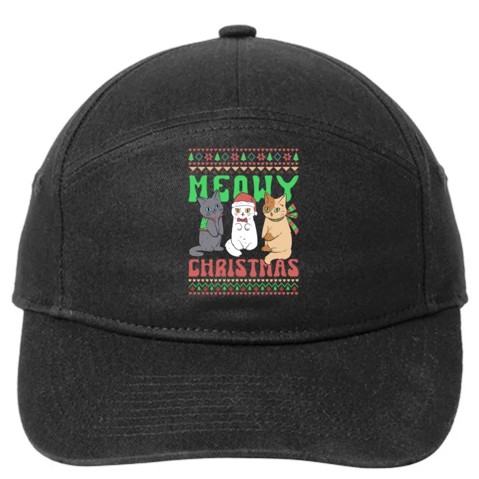 Merry Christmas Meowy Catmas Cat Xmas Family 7-Panel Snapback Hat