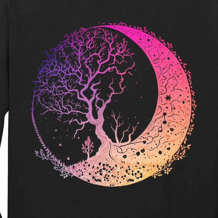 Mandala Crescent Moon Tree Of Life Phases For Women & Ns Tall Long Sleeve T-Shirt