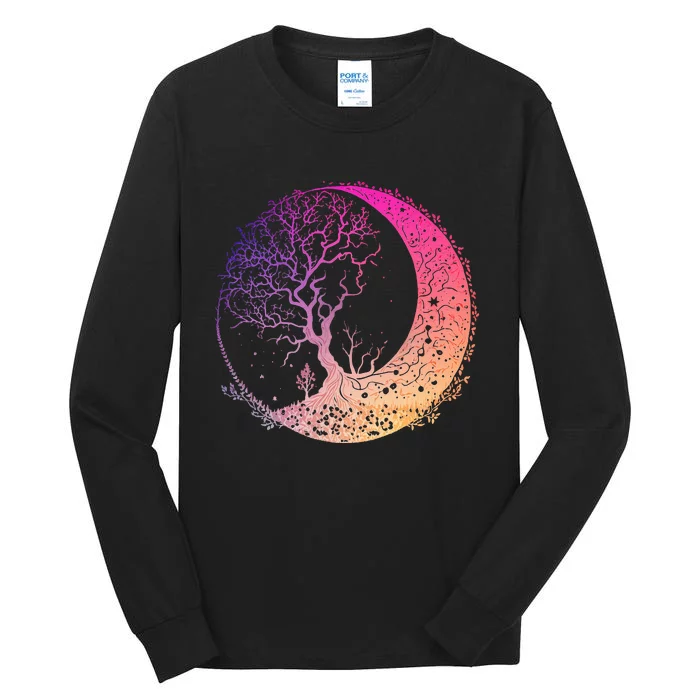 Mandala Crescent Moon Tree Of Life Phases For Women & Ns Tall Long Sleeve T-Shirt