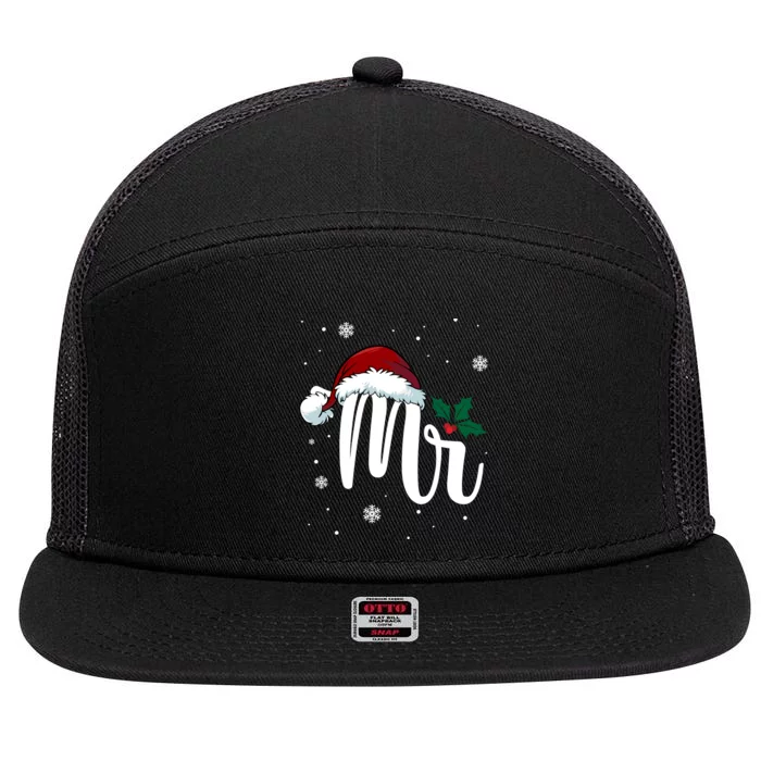 Mr. Claus Matching Family Christmas 7 Panel Mesh Trucker Snapback Hat